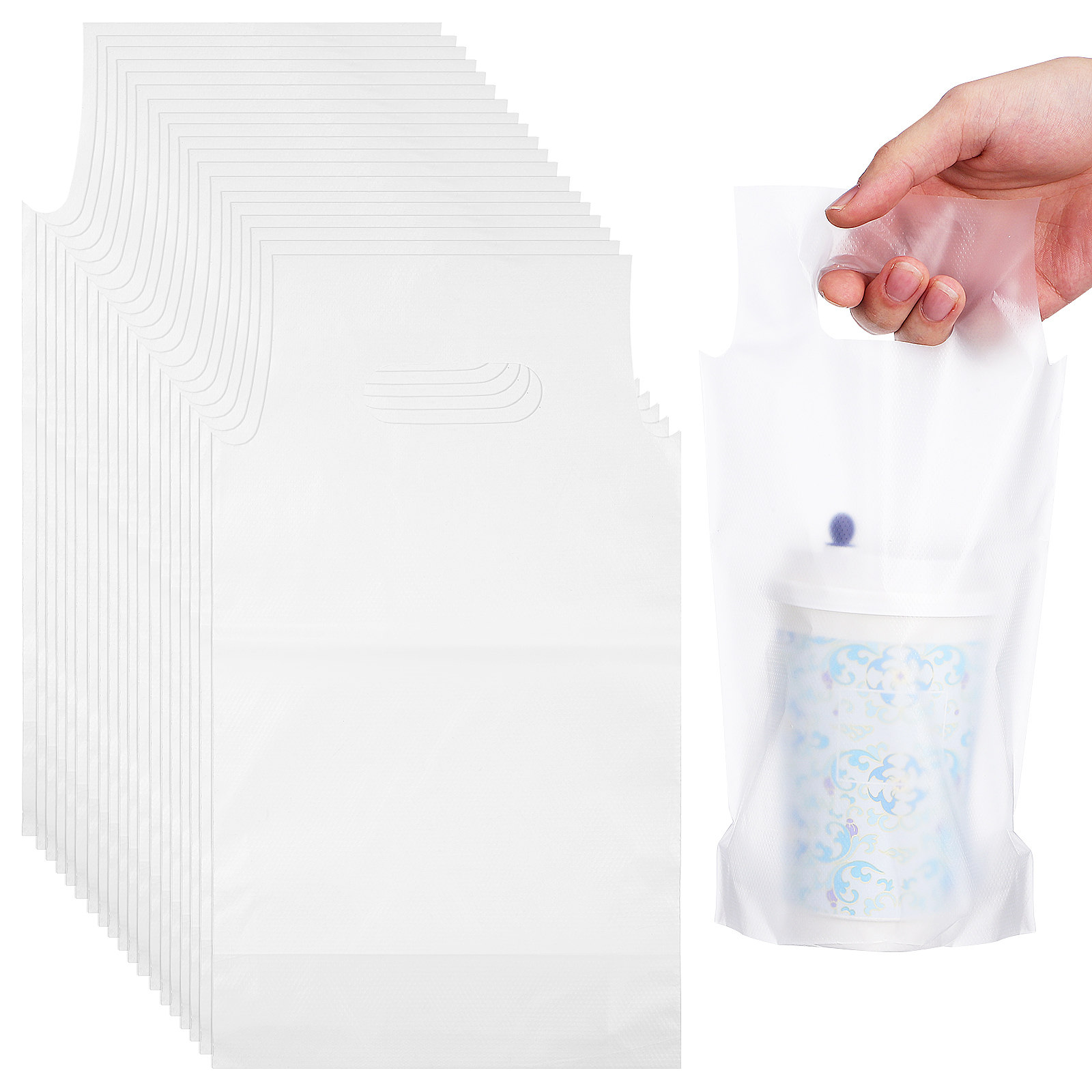 Coffee Tea Drinks - 500Pcs Versatile Clear Drink Carrier Bags