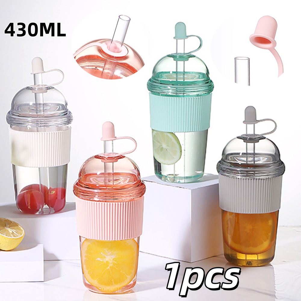 Coffee Tea Flask - 1pc 430ml Portable Flip Straw Cup