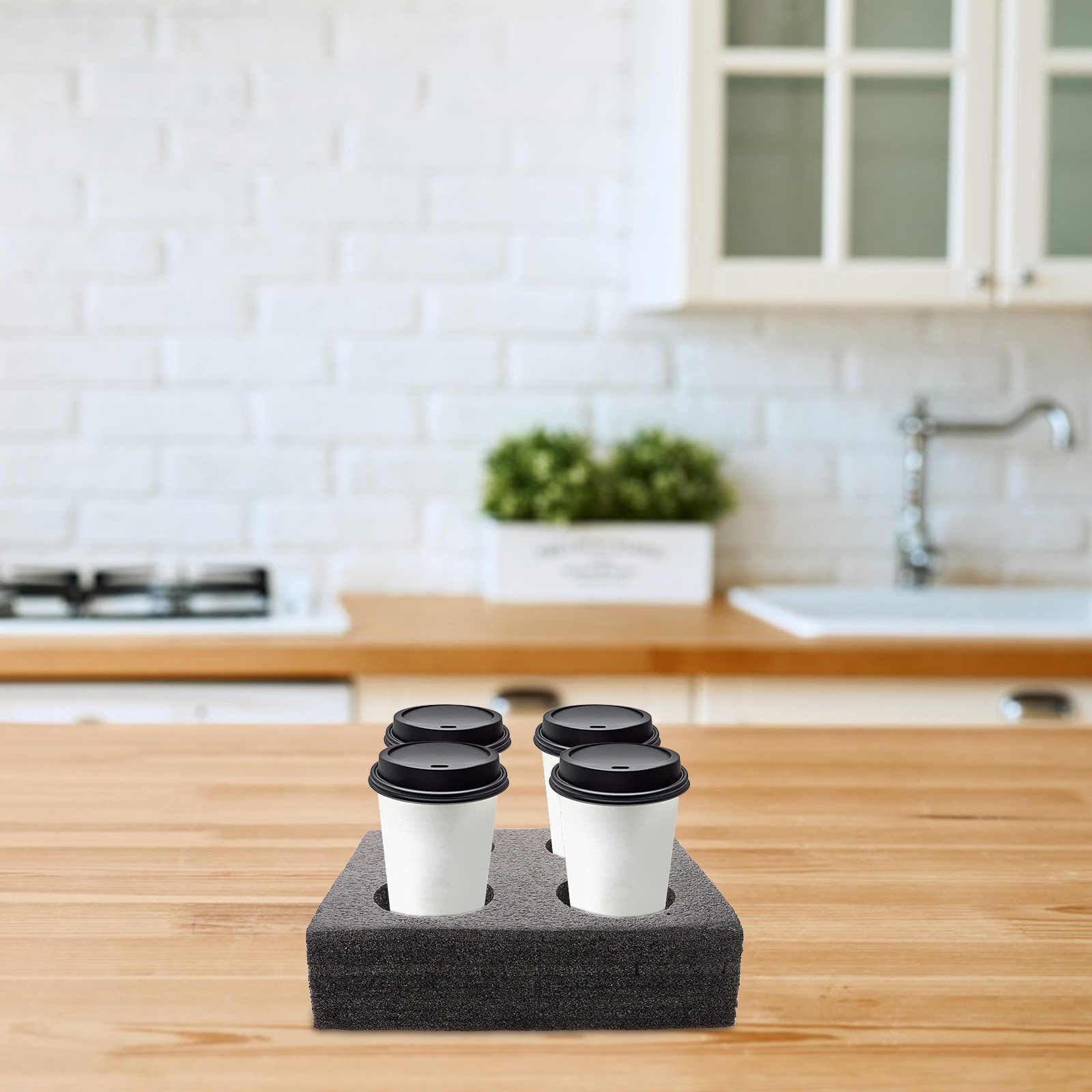 Coffee Tea Drinks - Multi-Hole Cup Carrier Tray for 4