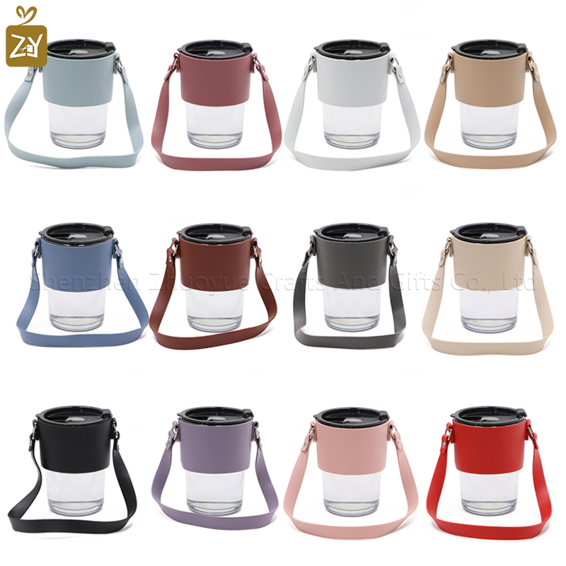 Coffee Tea Flask - PU leather handheld coffee cup bamboo