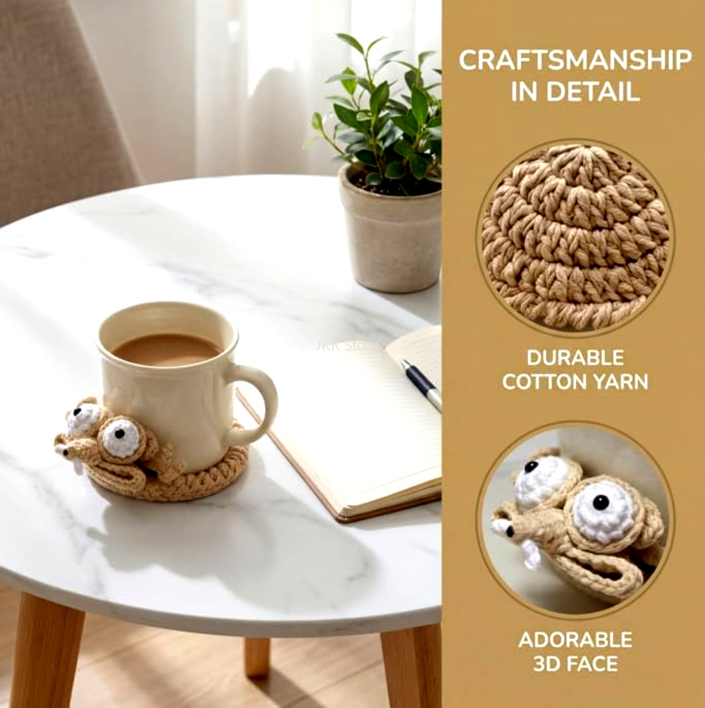 Coffee Tea Game - Animal Crochet Cup Coaster Handwoven Coffee