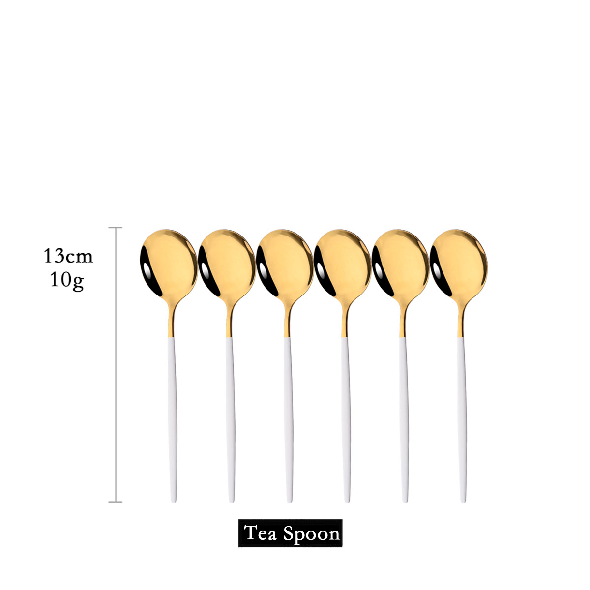Coffee Tea Game - 6Pcs Mirror White Gold Tea Spoon