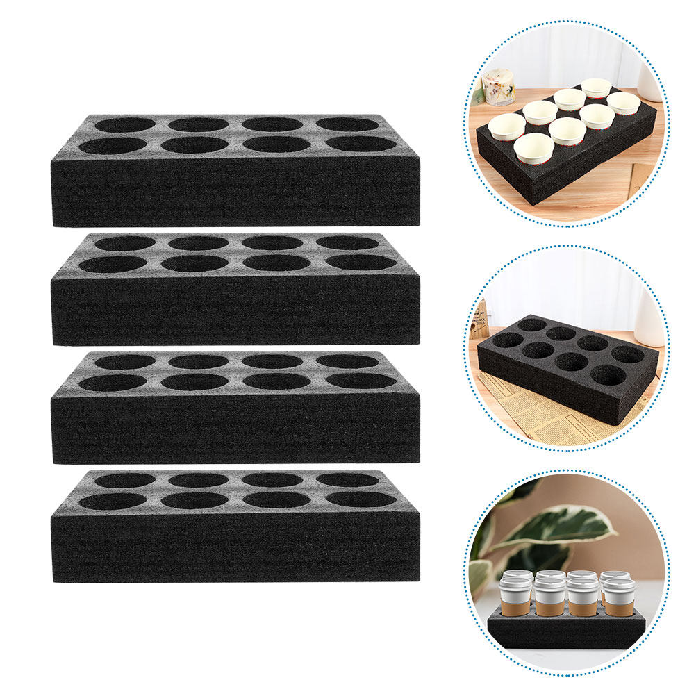 Coffee Tea Drinks - 4Pcs 8-Hole Beverage Cup Tray Premium