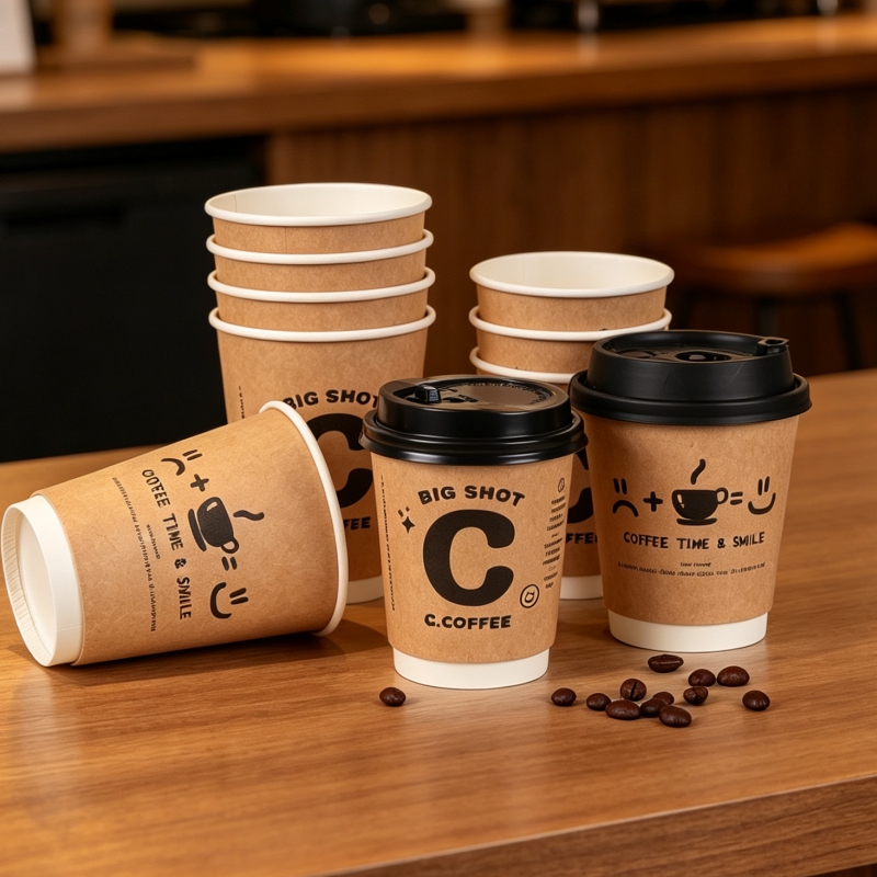 Wallpaper Coffee And Tea - 50Pcs 8/14oz Disposable Kraft Paper Coffee