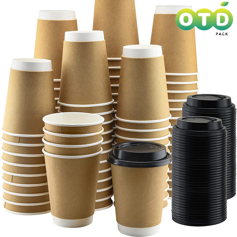 Wallpaper Coffee And Tea - Double-Walled Paper Cup with Lids,Coffee Tea