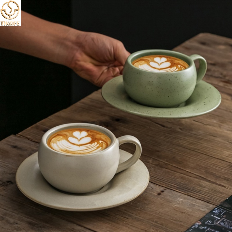 Espresso Cup Saucer - 280ML Vintage Ceramic Coffee Mug Espresso
