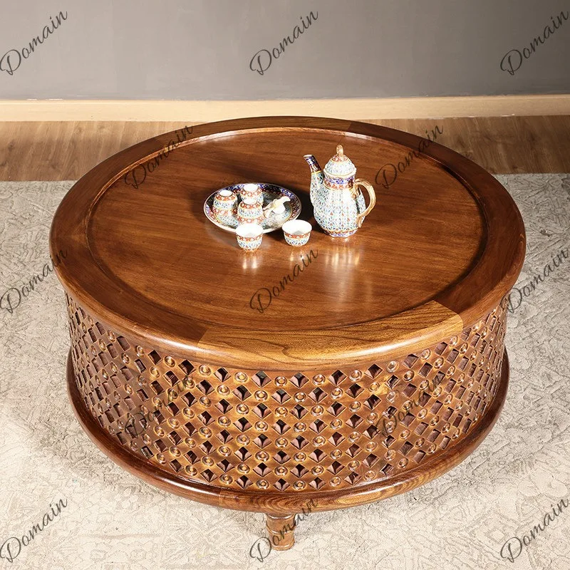 L44 Teal Solid Wood Round Coff - Coffee Tea Thai review and price