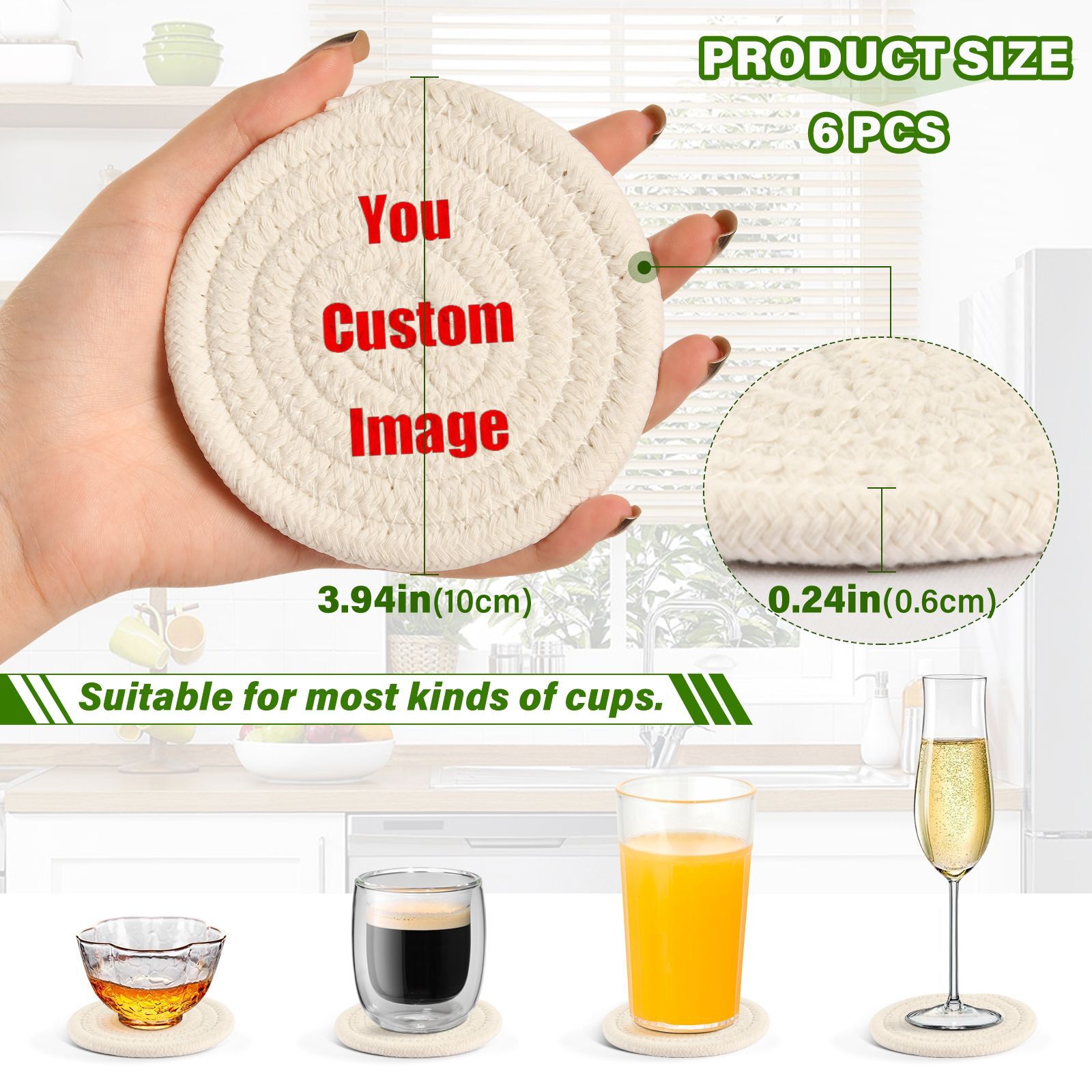 6Pcs Cup Coasters for Drinks A - Coffee Tea Images review and price
