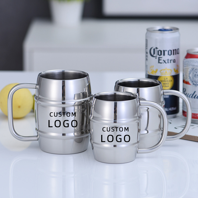 Stainless Steel Beer Cup Laser - Coffee Tea Logo review and price