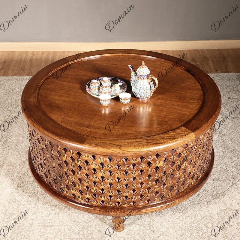 Teal Solid Wood Round Coffee T - Coffee Tea Thai review and price
