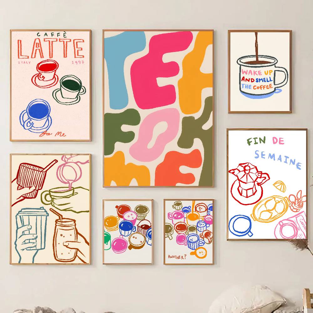 Color Aesthetics Retro Kitchen - Wallpaper Coffee And Tea review and price