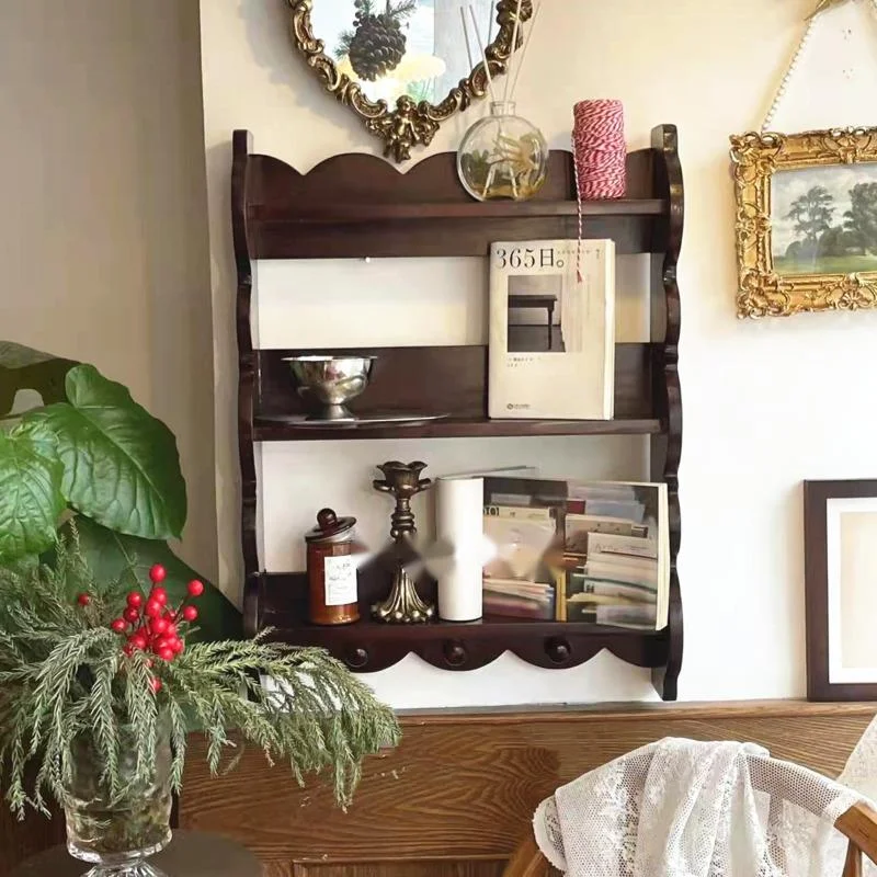 Retro Solid Wood Wall Shelf An - Coffee Tea Images review and price