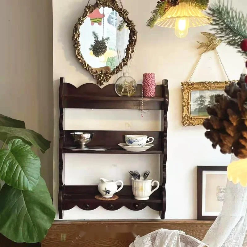 Retro Solid Wood Wall Shelf An - Coffee Tea Images review and price