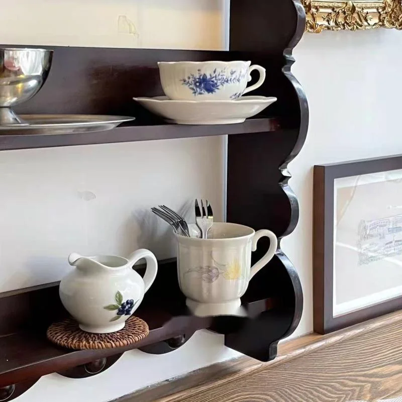 Retro Solid Wood Wall Shelf An - Coffee Tea Images review and price