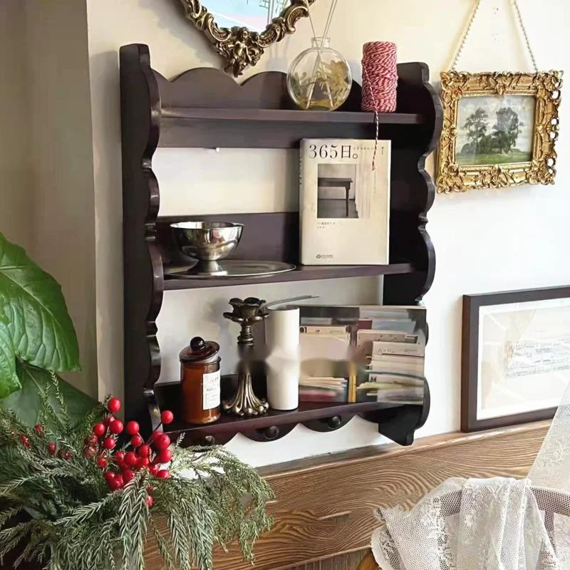 Retro Solid Wood Wall Shelf An - Coffee Tea Images review and price