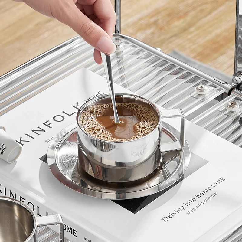 Coffee Cups,304 Stainless Stee - Espresso Cup Saucer review and price