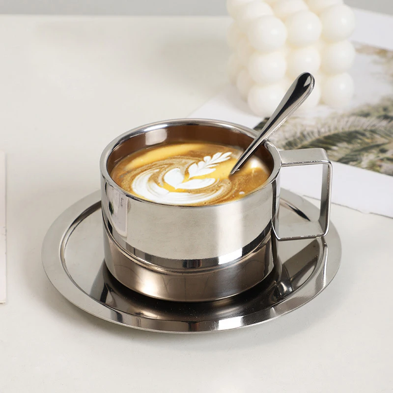 Coffee Cups,304 Stainless Stee - Espresso Cup Saucer review and price