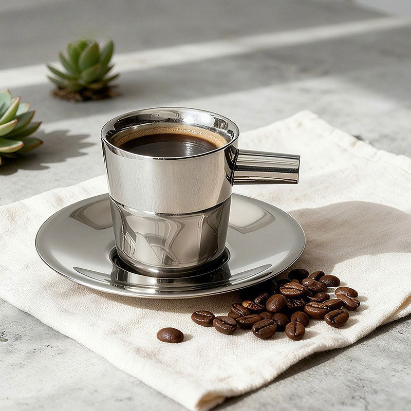 2 pack Stainless Steel Coffee  - Espresso Cup Saucer review and price