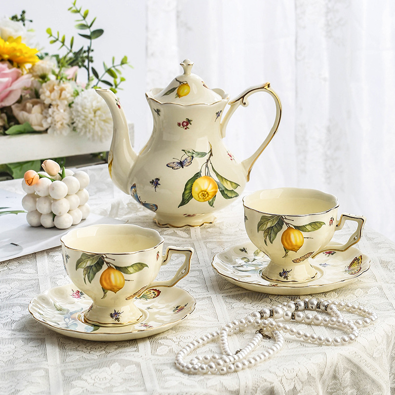 Vintage Lemon Teapot Coffee Cu - Espresso Cup Saucer review and price