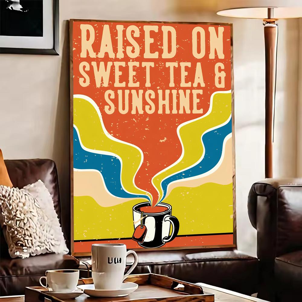 Vintage Tea Coffee Poster Home - Wallpaper Coffee And Tea review and price